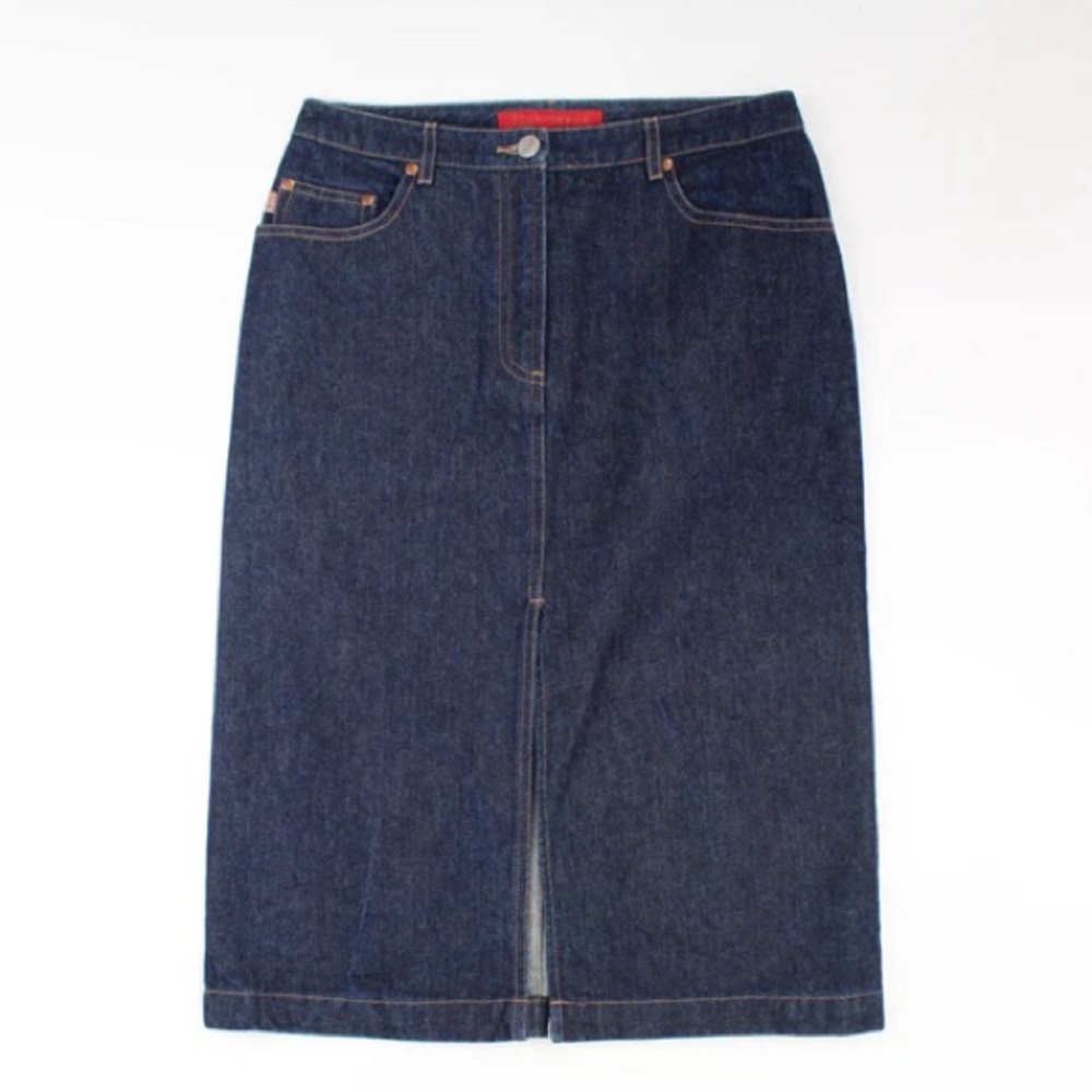 FCUK dark wash denim midi skirt. NWOT